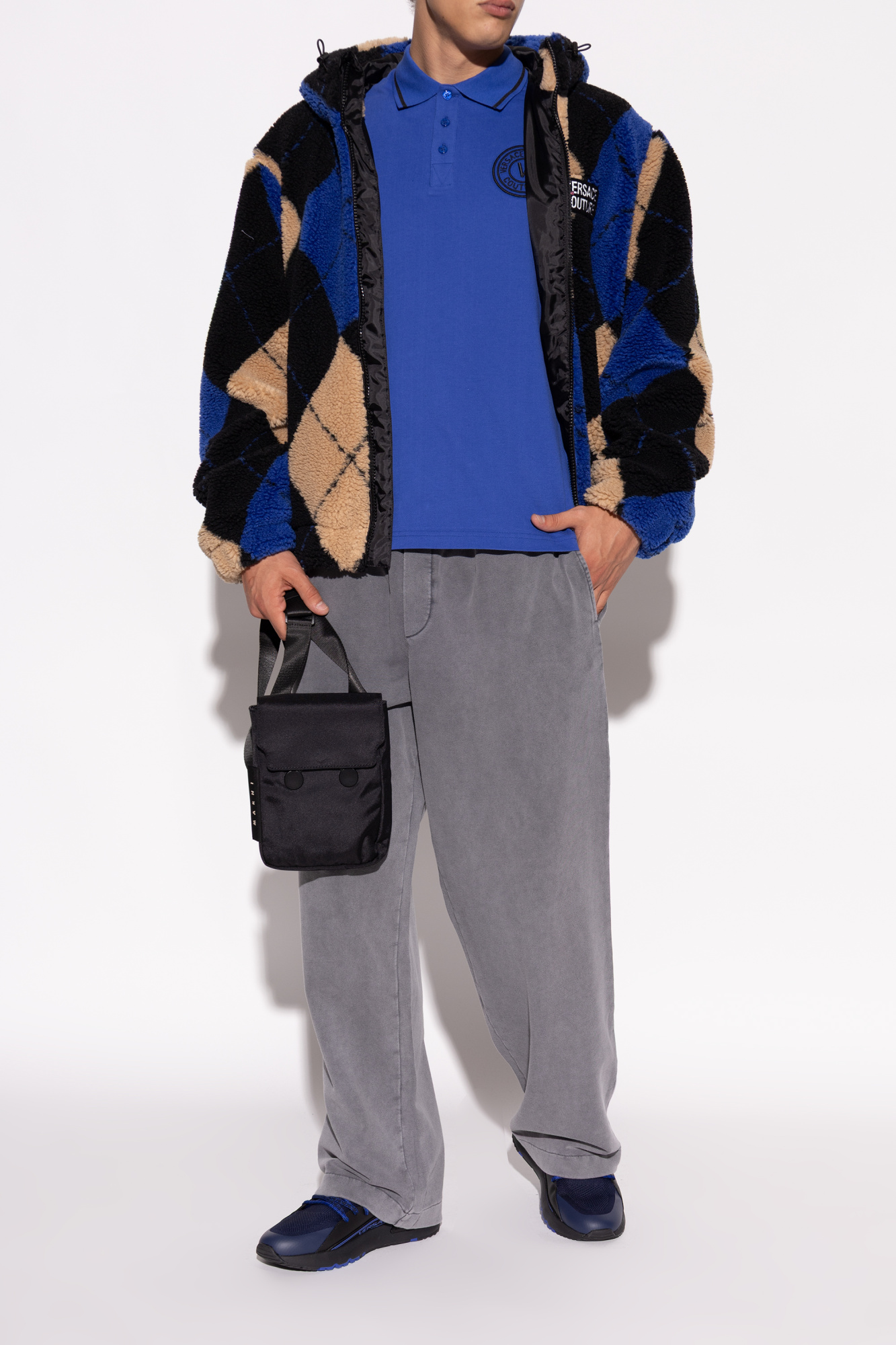 VERSACE JEANS COUTURE ファー付き S グレー VERSACE JEANS COUTURE (ヴェルサーチェ ジーンズ クチュール